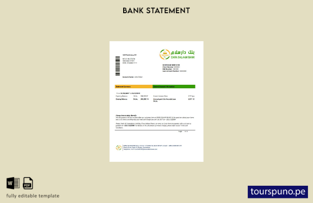 listo para imprimir plantilla de word   extracto bancario de Somalia Dara Salaam